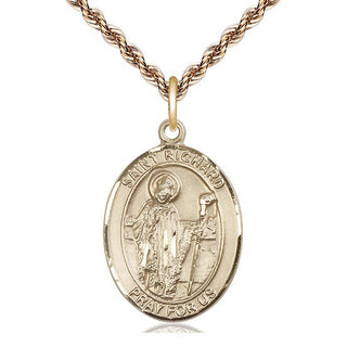 14kt Gold Filled Saint Richard Medal Catholic Jewelry Engraved Catholic Saint Jewelry