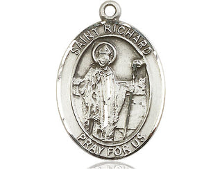 Pewter Saint Richard Medal Engraved Catholic Saint Jewelry