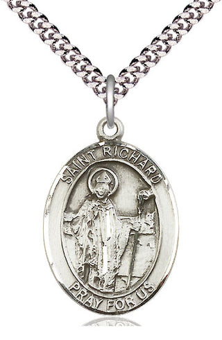 Pewter Saint Richard Medal Catholic Jewelry Engraved Catholic Saint Jewelry