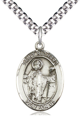 Pewter Saint Richard Medal Catholic Jewelry Engraved Catholic Saint Jewelry
