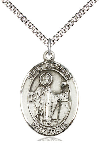 Pewter Saint Richard Medal Catholic Jewelry Engraved Catholic Saint Jewelry