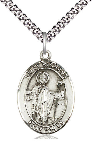 Pewter Saint Richard Medal Catholic Jewelry Engraved Catholic Saint Jewelry