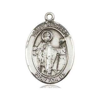 Sterling Silver Saint Richard Medal Catholic Jewelry Engraved Catholic Saint Jewelry