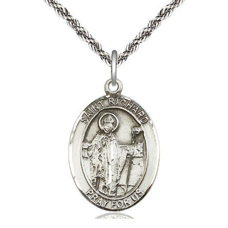 Sterling Silver Saint Richard Medal Catholic Jewelry Engraved Catholic Saint Jewelry