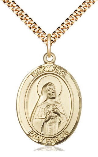 14kt Gold Filled Saint Rita of Cascia Medal Catholic Jewelry Engraved Catholic Saint Jewelry