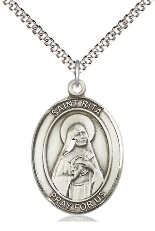 Pewter Saint Rita of Cascia Medal Catholic Jewelry Engraved Catholic Saint Jewelry