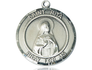 Sterling Silver Saint Rita of Cascia Medal Catholic Jewelry Engraved Catholic Saint Jewelry