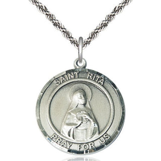 Sterling Silver Saint Rita of Cascia Medal Catholic Jewelry Engraved Catholic Saint Jewelry