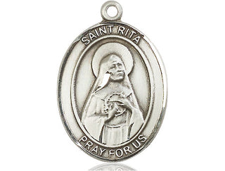 Sterling Silver Saint Rita of Cascia Medal Catholic Jewelry Engraved Catholic Saint Jewelry