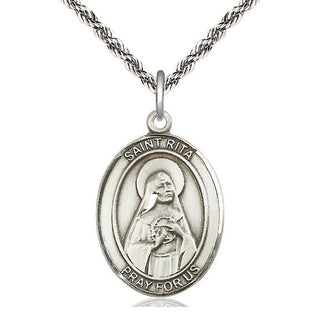 Sterling Silver Saint Rita of Cascia Medal Catholic Jewelry Engraved Catholic Saint Jewelry