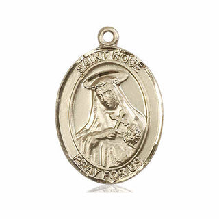 14kt Gold Saint Rose of Lima Medal Engraved Catholic Saint Jewelry