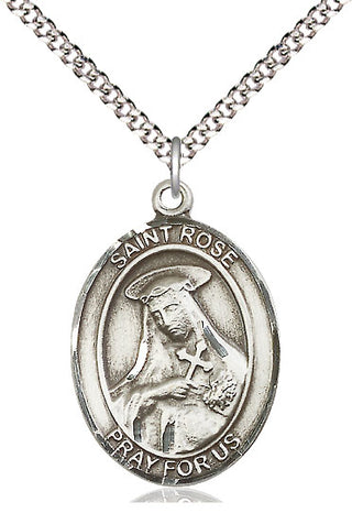 Pewter Saint Rose of Lima Medal Catholic Jewelry Engraved Catholic Saint Jewelry