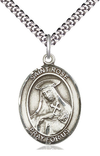 Pewter Saint Rose of Lima Medal Catholic Jewelry Engraved Catholic Saint Jewelry