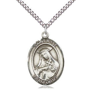 Sterling Silver Saint Rose of Lima Medal Catholic Jewelry Engraved Catholic Saint Jewelry
