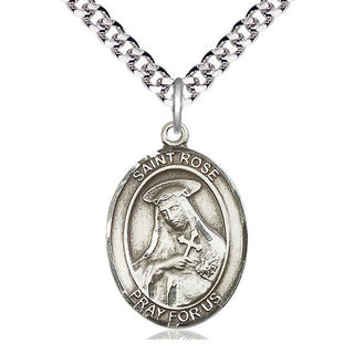 Sterling Silver Saint Rose of Lima Medal Catholic Jewelry Engraved Catholic Saint Jewelry