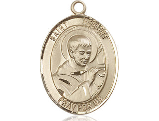 14kt Gold Saint Robert Bellarmine Medal Engraved Catholic Saint Jewelry