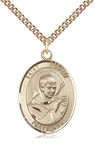 14kt Gold Saint Robert Bellarmine Medal Engraved Catholic Saint Jewelry