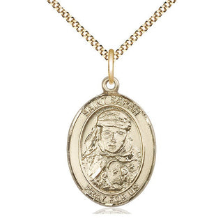 14kt Gold Filled Saint Sarah Medal Catholic Jewelry Engraved Catholic Saint Jewelry