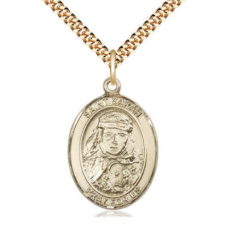 14kt Gold Filled Saint Sarah Medal Catholic Jewelry Engraved Catholic Saint Jewelry