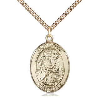 14kt Gold Filled Saint Sarah Medal Catholic Jewelry Engraved Catholic Saint Jewelry