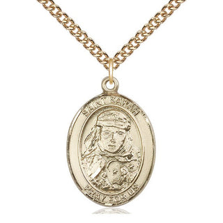 14kt Gold Filled Saint Sarah Medal Catholic Jewelry Engraved Catholic Saint Jewelry