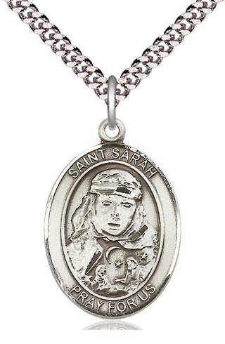 Pewter Saint Sarah Medal Catholic Jewelry Engraved Catholic Saint Jewelry