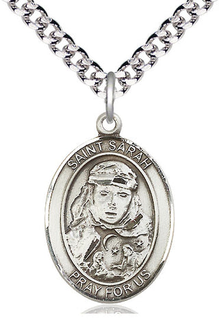 Pewter Saint Sarah Medal Catholic Jewelry Engraved Catholic Saint Jewelry