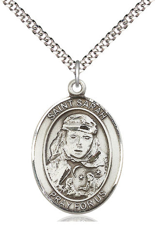 Pewter Saint Sarah Medal Catholic Jewelry Engraved Catholic Saint Jewelry