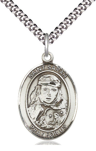 Sterling Silver Saint Sarah Medal Catholic Jewelry Engraved Catholic Saint Jewelry