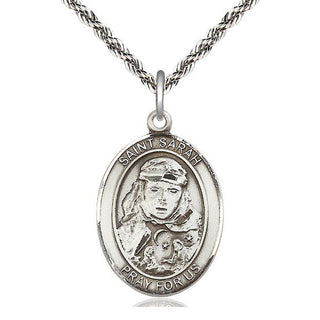 Sterling Silver Saint Sarah Medal Catholic Jewelry Engraved Catholic Saint Jewelry