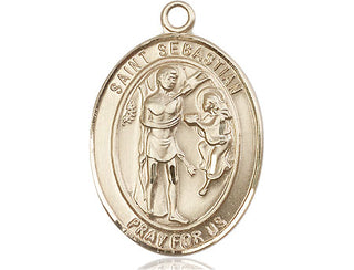 14kt Gold Filled Saint Sebastian Medal Engraved Catholic Saint Jewelry