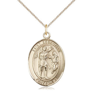 14kt Gold Filled Saint Sebastian Medal Catholic Jewelry Engraved Catholic Saint Jewelry