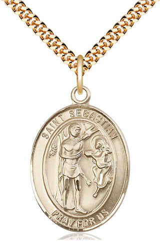 14kt Gold Filled Saint Sebastian Medal Catholic Jewelry Engraved Catholic Saint Jewelry