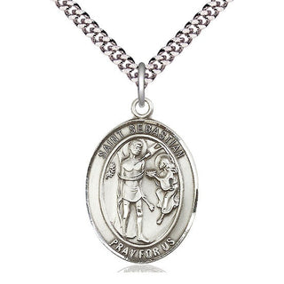 Pewter Saint Sebastian Medal Catholic Jewelry Engraved Catholic Saint Jewelry