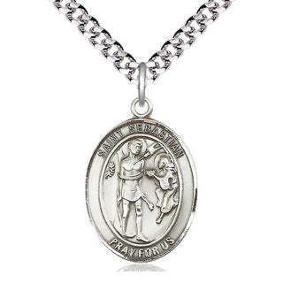 Pewter Saint Sebastian Medal Catholic Jewelry Engraved Catholic Saint Jewelry