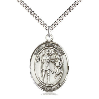 Pewter Saint Sebastian Medal Catholic Jewelry Engraved Catholic Saint Jewelry