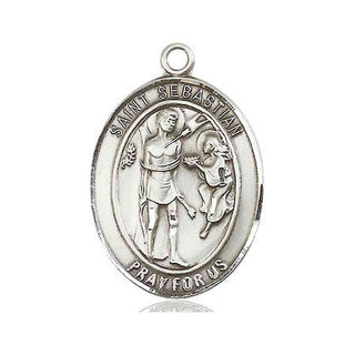 Pewter Saint Sebastian Medal Engraved Catholic Saint Jewelry