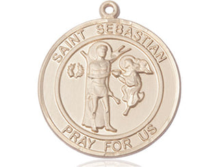 14kt Gold Filled Saint Sebastian Medal Engraved Catholic Saint Jewelry