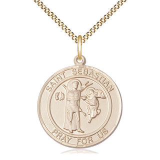 14kt Gold Filled Saint Sebastian Medal Catholic Jewelry Engraved Catholic Saint Jewelry
