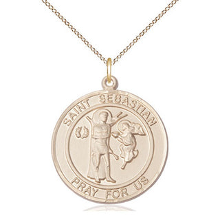 14kt Gold Filled Saint Sebastian Medal Catholic Jewelry Engraved Catholic Saint Jewelry