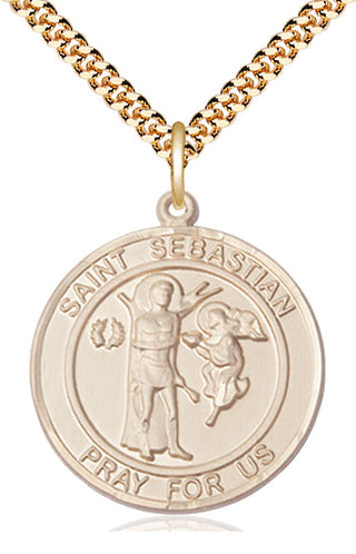 14kt Gold Filled Saint Sebastian Medal Catholic Jewelry Engraved Catholic Saint Jewelry