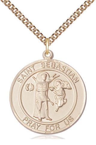 14kt Gold Filled Saint Sebastian Medal Catholic Jewelry Engraved Catholic Saint Jewelry