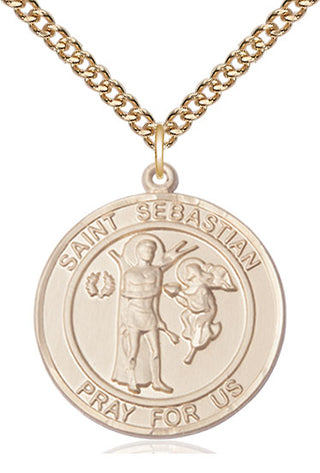 14kt Gold Filled Saint Sebastian Medal Catholic Jewelry Engraved Catholic Saint Jewelry