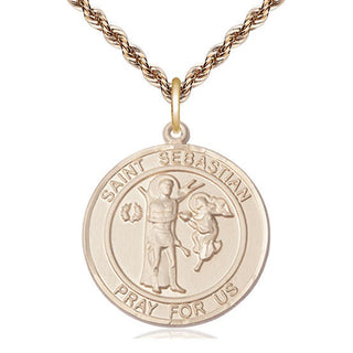 14kt Gold Filled Saint Sebastian Medal Catholic Jewelry Engraved Catholic Saint Jewelry
