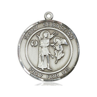 Pewter Saint Sebastian Medal Engraved Catholic Saint Jewelry