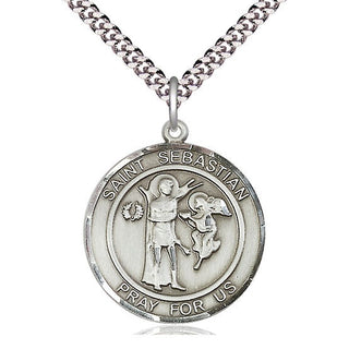 Pewter Saint Sebastian Medal Catholic Jewelry Engraved Catholic Saint Jewelry