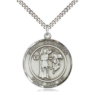 Pewter Saint Sebastian Medal Catholic Jewelry Engraved Catholic Saint Jewelry