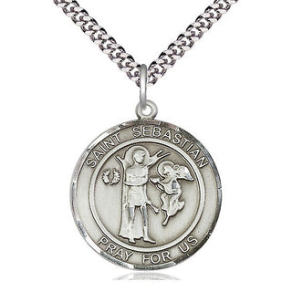 Pewter Saint Sebastian Medal Catholic Jewelry Engraved Catholic Saint Jewelry