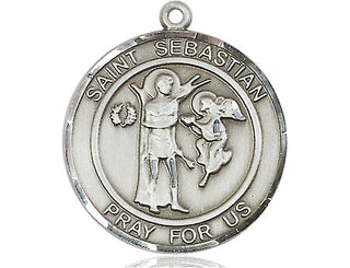 Sterling Silver Saint Sebastian Medal Catholic Jewelry Engraved Catholic Saint Jewelry
