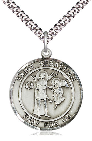 Sterling Silver Saint Sebastian Medal Catholic Jewelry Engraved Catholic Saint Jewelry